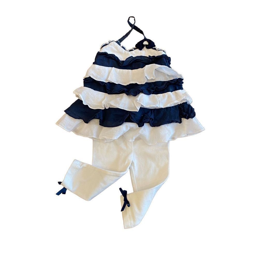 Kate Mack Infant Girl Ruffled Nautical Top Koala Baby Leggings Sz 3 Month